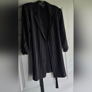 NYCC Blazer Cardigan Womens Medium Black Stripe Casual
